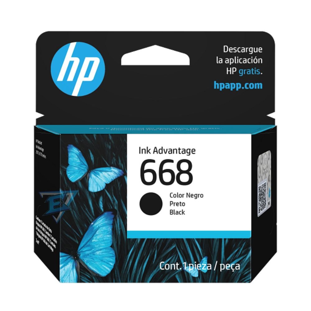 Cartucho de Tinta HP 668 Negro 7FP37VL DJ 2975 / 4375