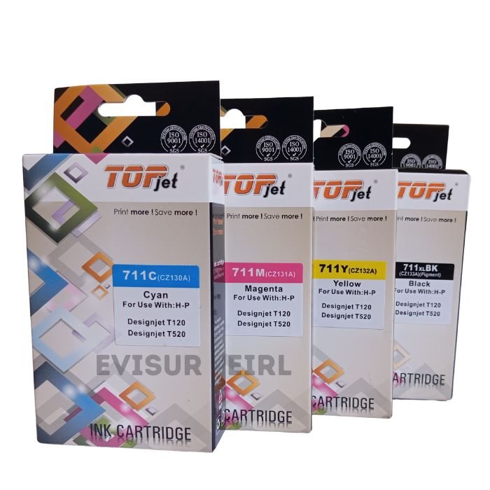 TINTA COMPATIBLE HP 711 CARTUCHO NEGRO CYAN YELLOW MAGENTA