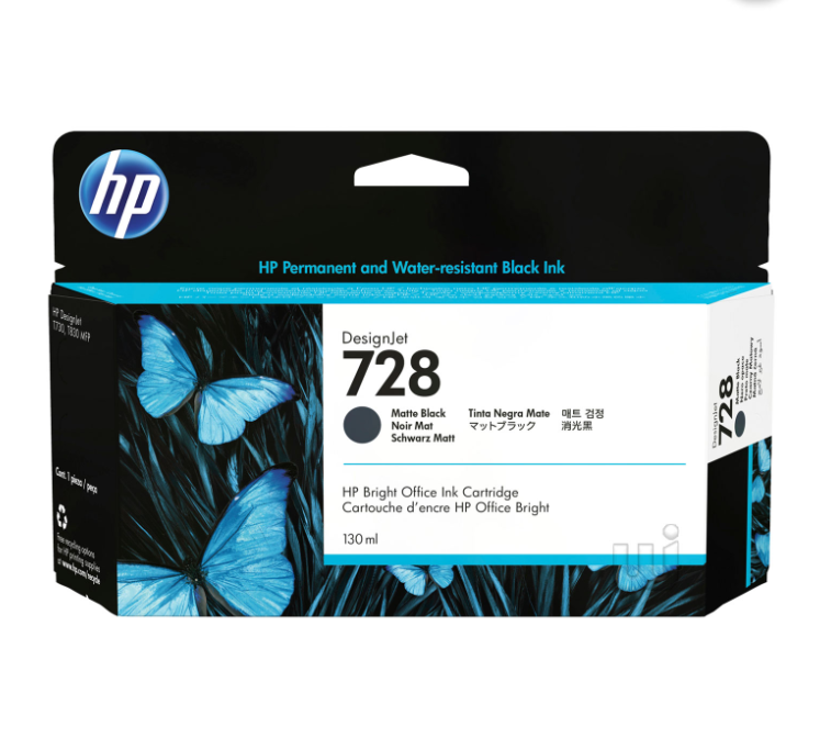 Tinta HP 3WX25A (728) Matte Black 130ML | DesignJet T730, T830