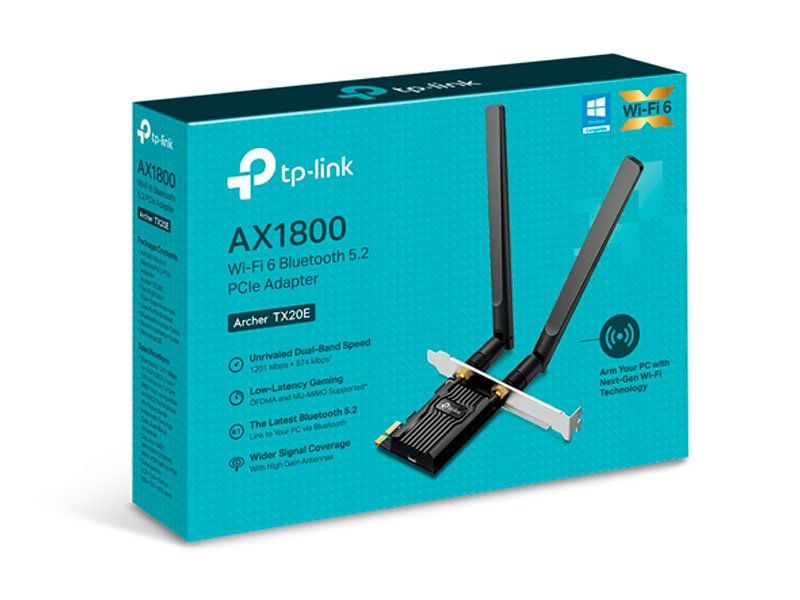 ADAPTADOR TP-LINK ARCHER TX20E AX1800 PCIE. BLUETOOTH 5.2