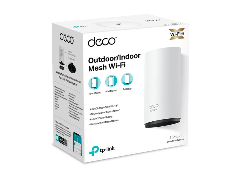MESH TP-LINK DECO-X50 INDOOR/OUTDOOR AX3000 WI-FI 6 1-PACK MESH TP-LINK DECO-X50 INDOOR/OUTDOOR AX3000 WI-FI 6 1-PACK