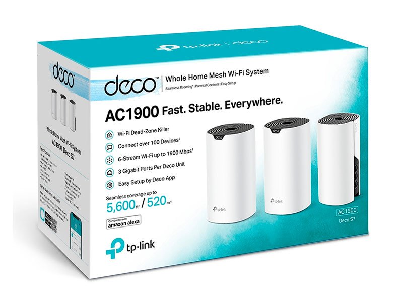 ROUTER TP-LINK DECO S7-3 MESH INTELIGENTE DOBLE BAND AC1900 KIT-3