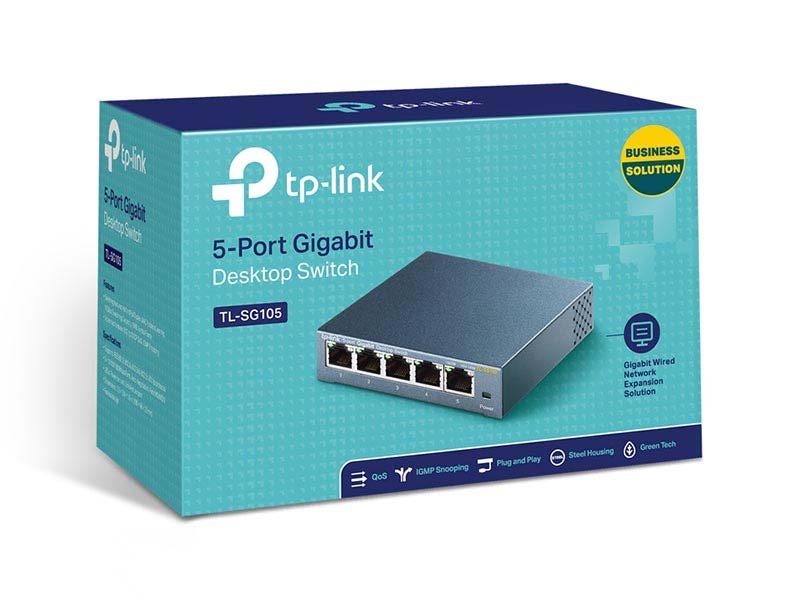 SWITCH TP-LINK TL-SG105  GIGABIT 5PTOS 10/ 100/ 1000MBPS METALICO