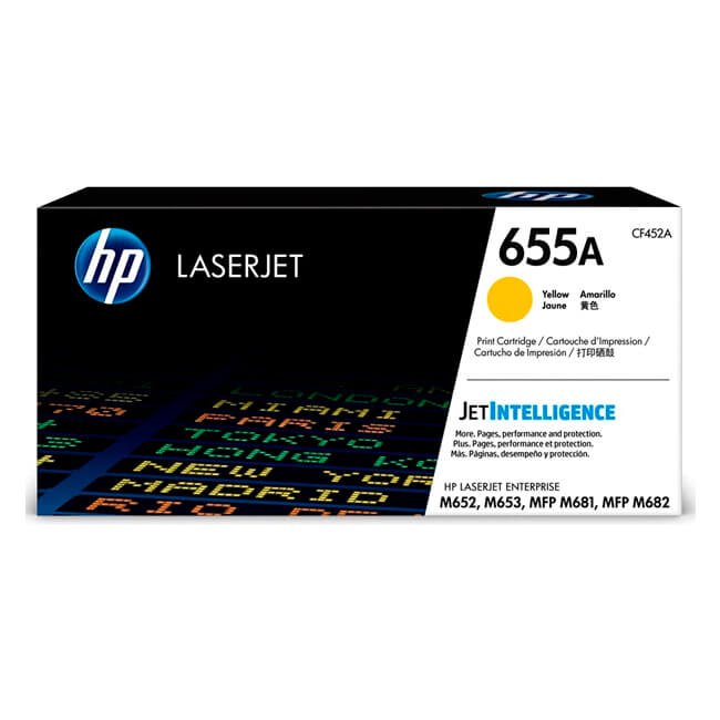 Tóner HP 655A (CF452A) Yellow 10,500 Pag Color LaserJet Enterprise M652dn