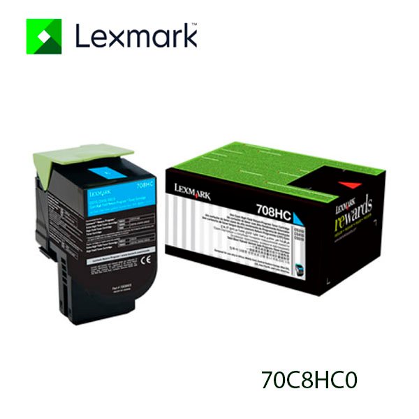Tóner Lexmark 70C8HC0 Cyan 3,000pag