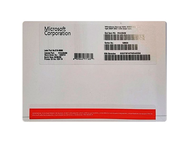 WINDOWS MICROSOFT SERVER CAL 2022 1PK SP OEM R18-06458